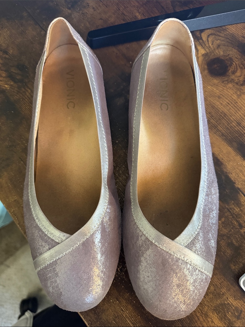 Vionic Spark Caroll Rose Metallic Ballet Flats